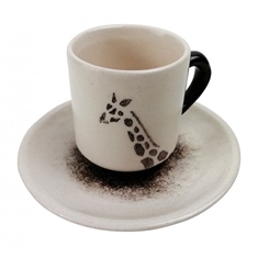Zürafa Desenli Seramik Kahve Fincanı